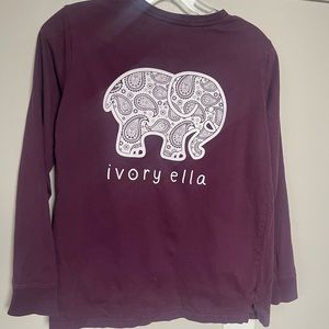 Ivory Ella burgandy long sleeve tshirt tee XS